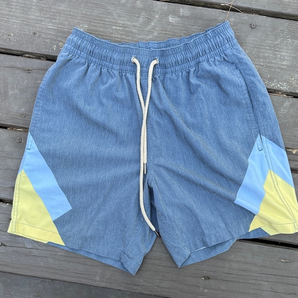 Fair Harbor Blue and Yellow Men Shorts